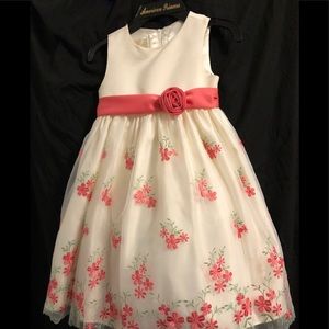 Toddler Formal White and Pink Floral Dress